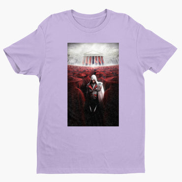 Assassin's Creed Brotherhood Ezio and the cardinals tee - violet unisex t-shirt, front view