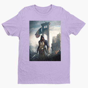 Assassin's Creed Unity alternate key art tee - violet unisex t-shirt, front view