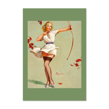 Aiming High by Gil Elvgren, pin-up poster — framed print