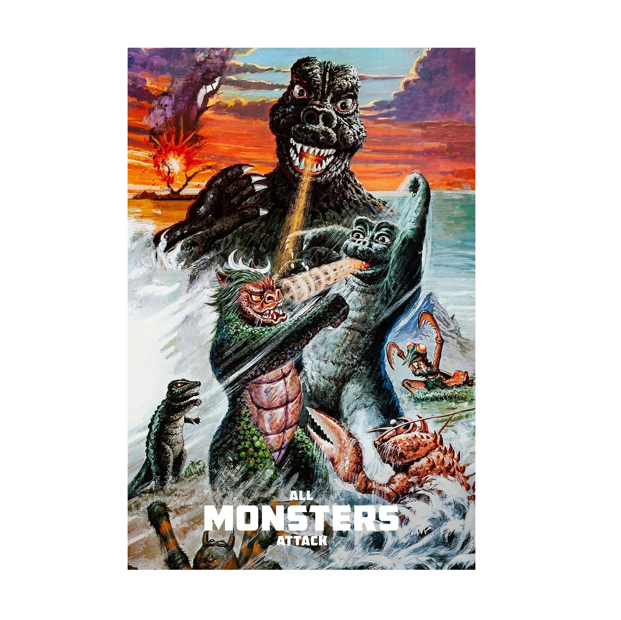 All Monsters Attack (1969) Movie Illustrated Art poster print