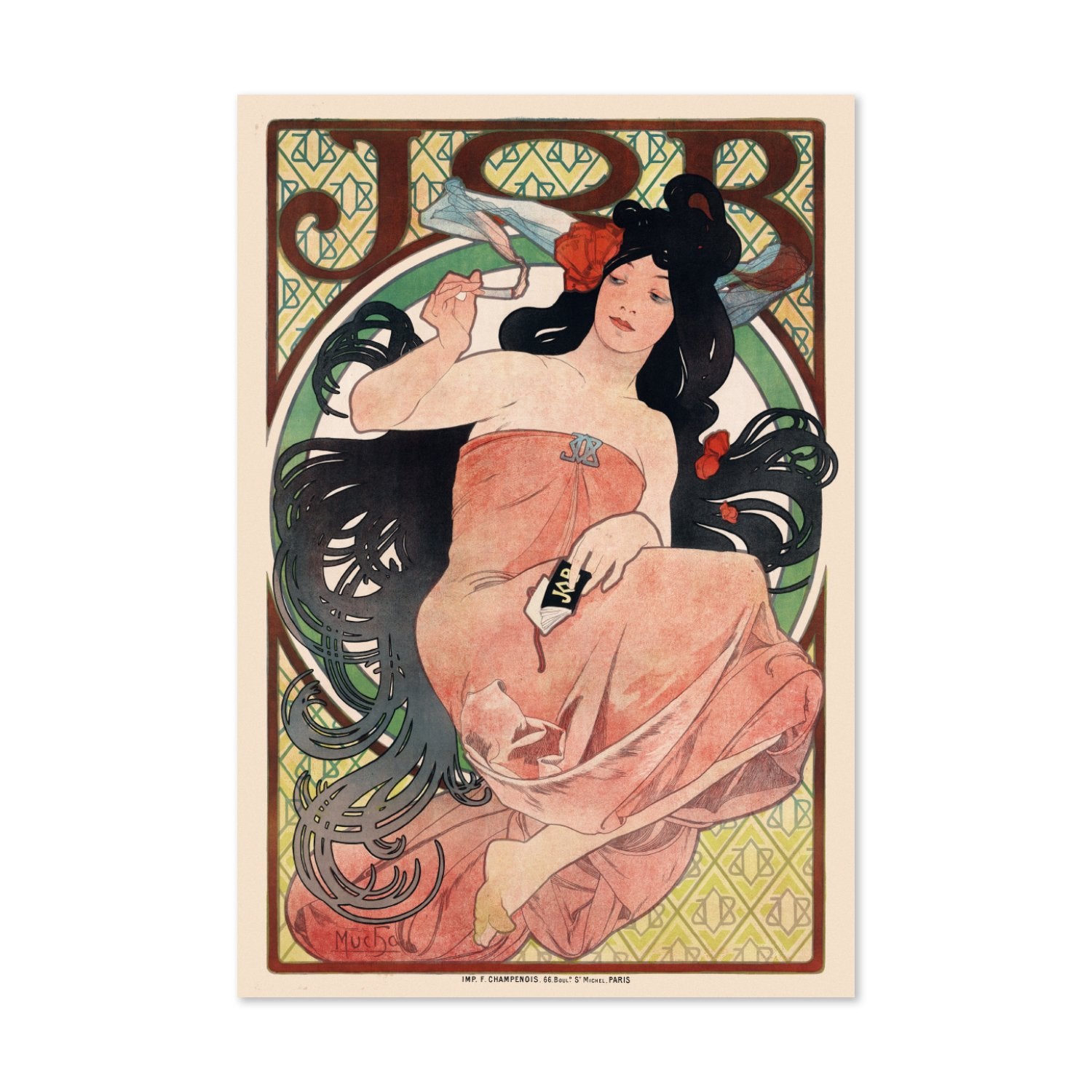 Alphonse Mucha JOB 1898 rolling papers poster print