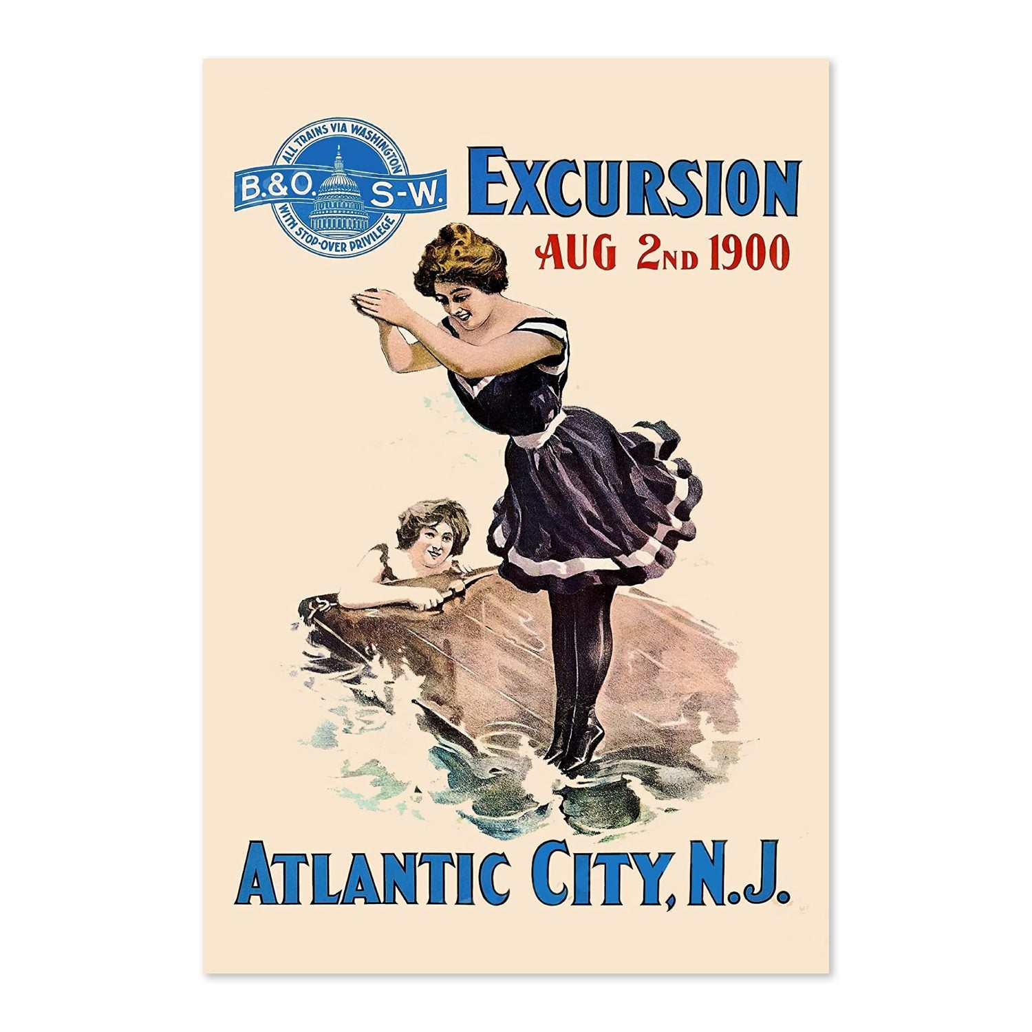 B and O Railroad Atlantic City poster print