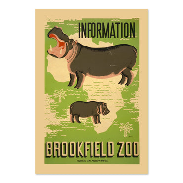 Brookfield Zoo Hippo poster print