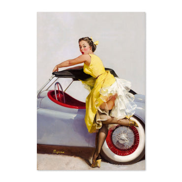 Cover Up by Gil Elvgren, pin-up poster — framed print