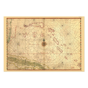 Cuba & Bahamas 1650 Chart vintage print