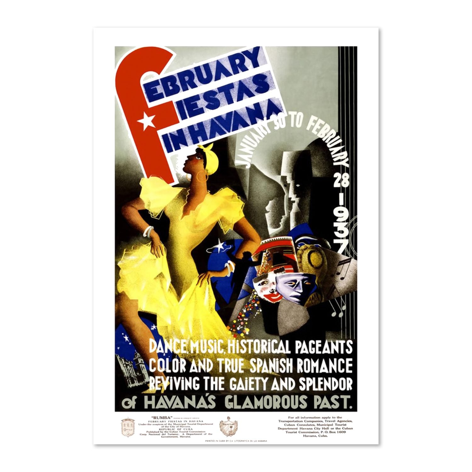 February Fiestas Havana 1937 poster print