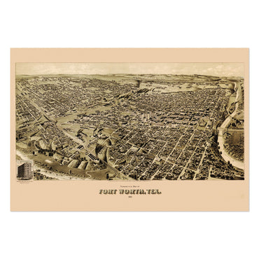 Fort Worth 1891 Panoramic Map poster print
