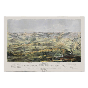 Gettysburg 1863 Battlefield Map vintage print