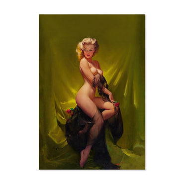 Golden Beauty by Gil Elvgren, pin-up poster — framed print