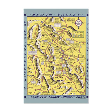 Hysterical Map of Death Valley 1940s vintage print