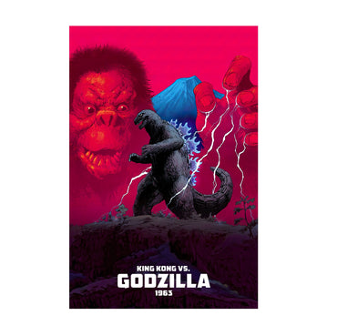 King Kong vs. Godzilla (1963) Movie Red Pop Art poster print