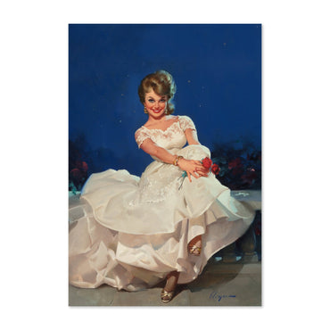 Moonlight and Roses by Gil Elvgren, pin-up poster — framed print