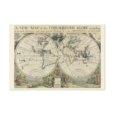 New Map of the Terraqueous Globe 1700 poster print
