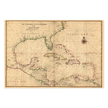 West Indies 1639 Chart vintage print