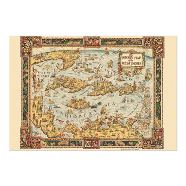 West Indies 1936 Pictorial Map vintage print