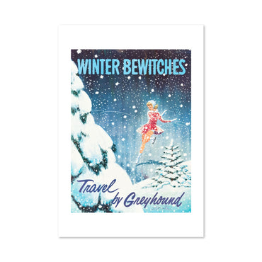 Winter Bewitches Greyhound poster print