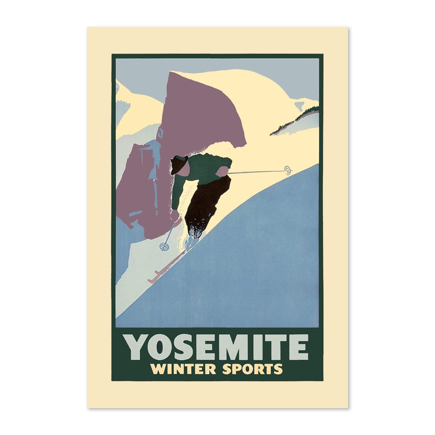 Yosemite Winter Sports Half Dome poster print
