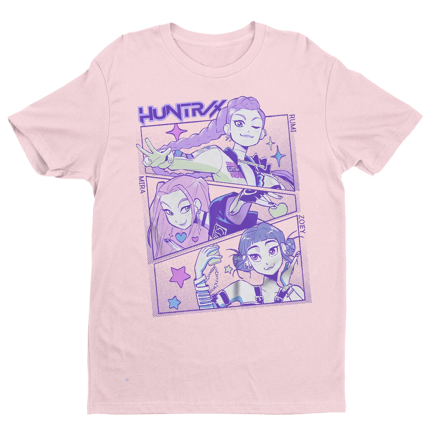 Huntrix Anime Girl T-Shirt – Aesthetic Purple Manga Style Tee, Kawaii Vaporwave Streetwear, Unisex Graphic Tee for Otaku & Gamers