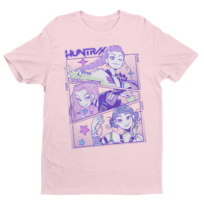 Huntrix Anime Girl T-Shirt – Aesthetic Purple Manga Style Tee, Kawaii Vaporwave Streetwear, Unisex Graphic Tee for Otaku & Gamers