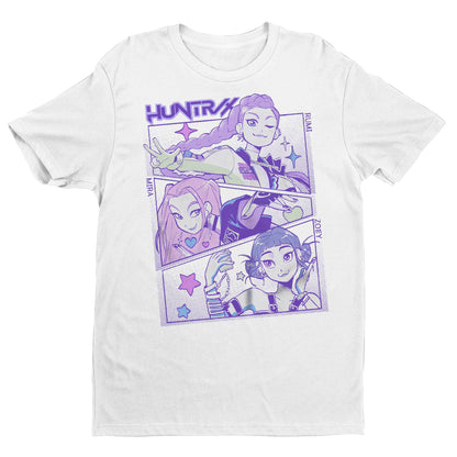 Huntrix Anime Girl T-Shirt – Aesthetic Purple Manga Style Tee, Kawaii Vaporwave Streetwear, Unisex Graphic Tee for Otaku & Gamers
