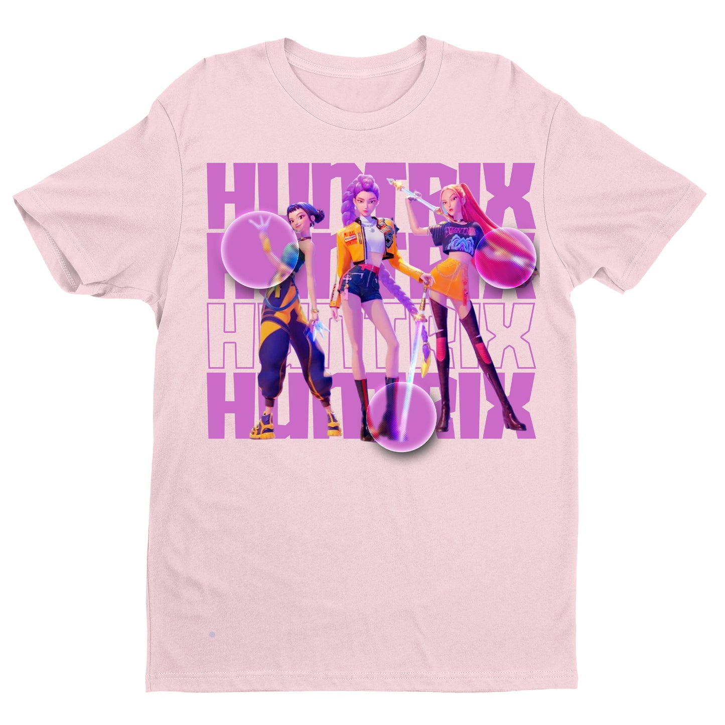 Huntrix Cyber Squad T-Shirt – 3D Anime Girl Graphic Tee, Futuristic Vaporwave Style, Unisex Black Streetwear for Otaku & Gamers