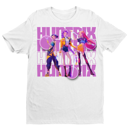 Huntrix Cyber Squad T-Shirt – 3D Anime Girl Graphic Tee, Futuristic Vaporwave Style, Unisex Black Streetwear for Otaku & Gamers