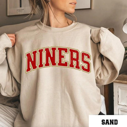 NINERS Oversized Sweatshirt | Vintage College Style Crewneck | Cozy Fall Football Pullover