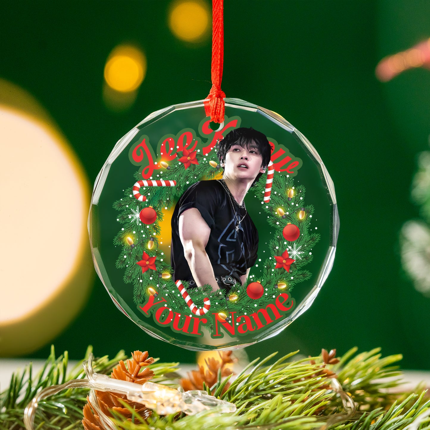 Personalized Lee Know Ornament, Custom Stray Kids Christmas Decor