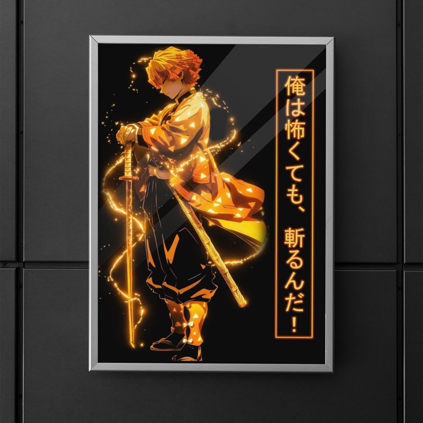 Zenitsu Agatsuma Poster – Demon Slayer Anime Wall Art | Glowing Sword Lightning Style