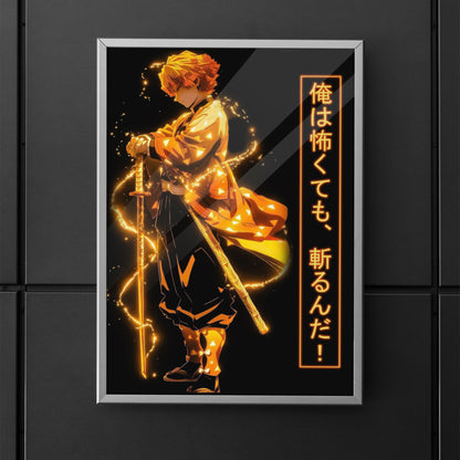 Zenitsu Agatsuma Poster – Demon Slayer Anime Wall Art | Glowing Sword Lightning Style