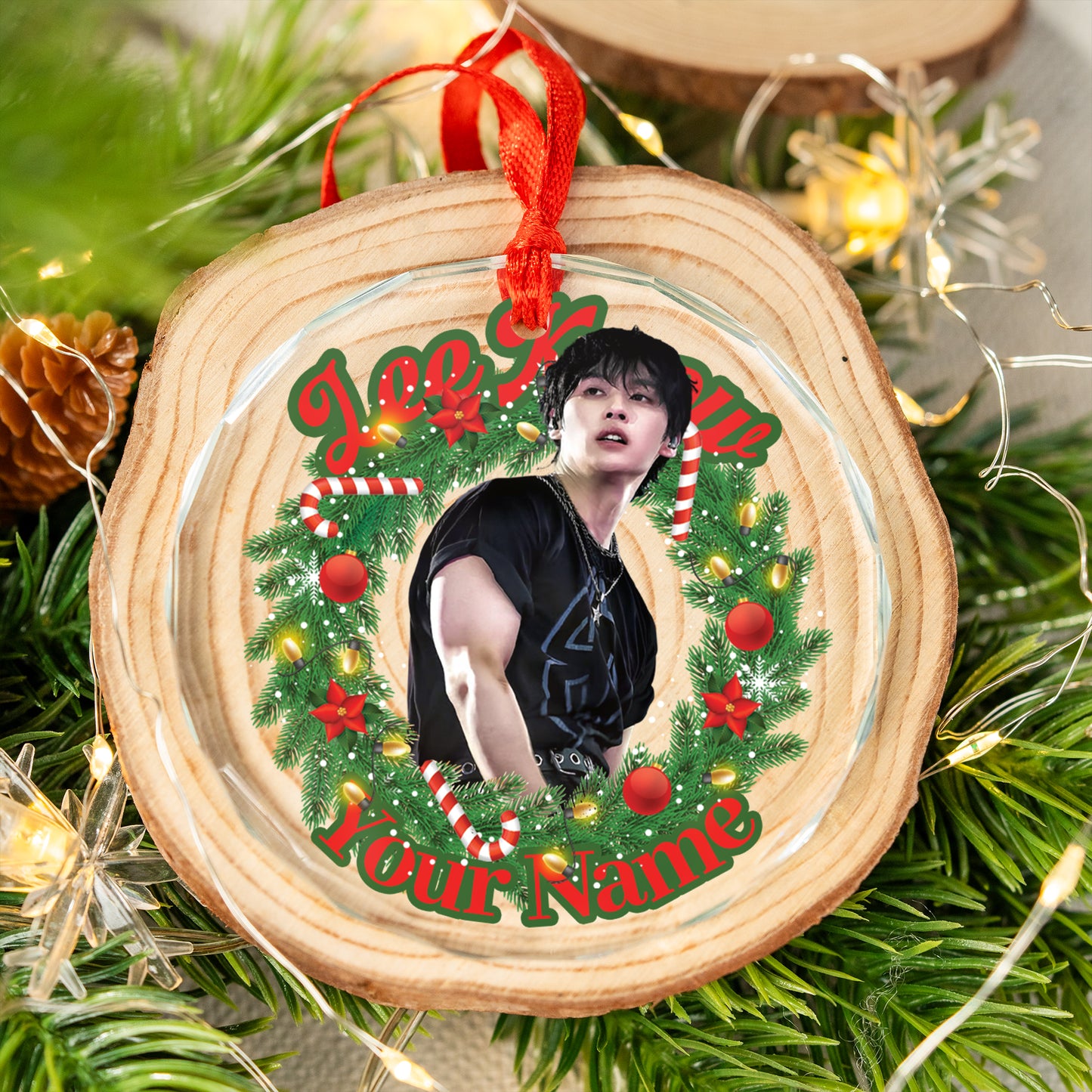 Personalized Lee Know Ornament, Custom Stray Kids Christmas Decor