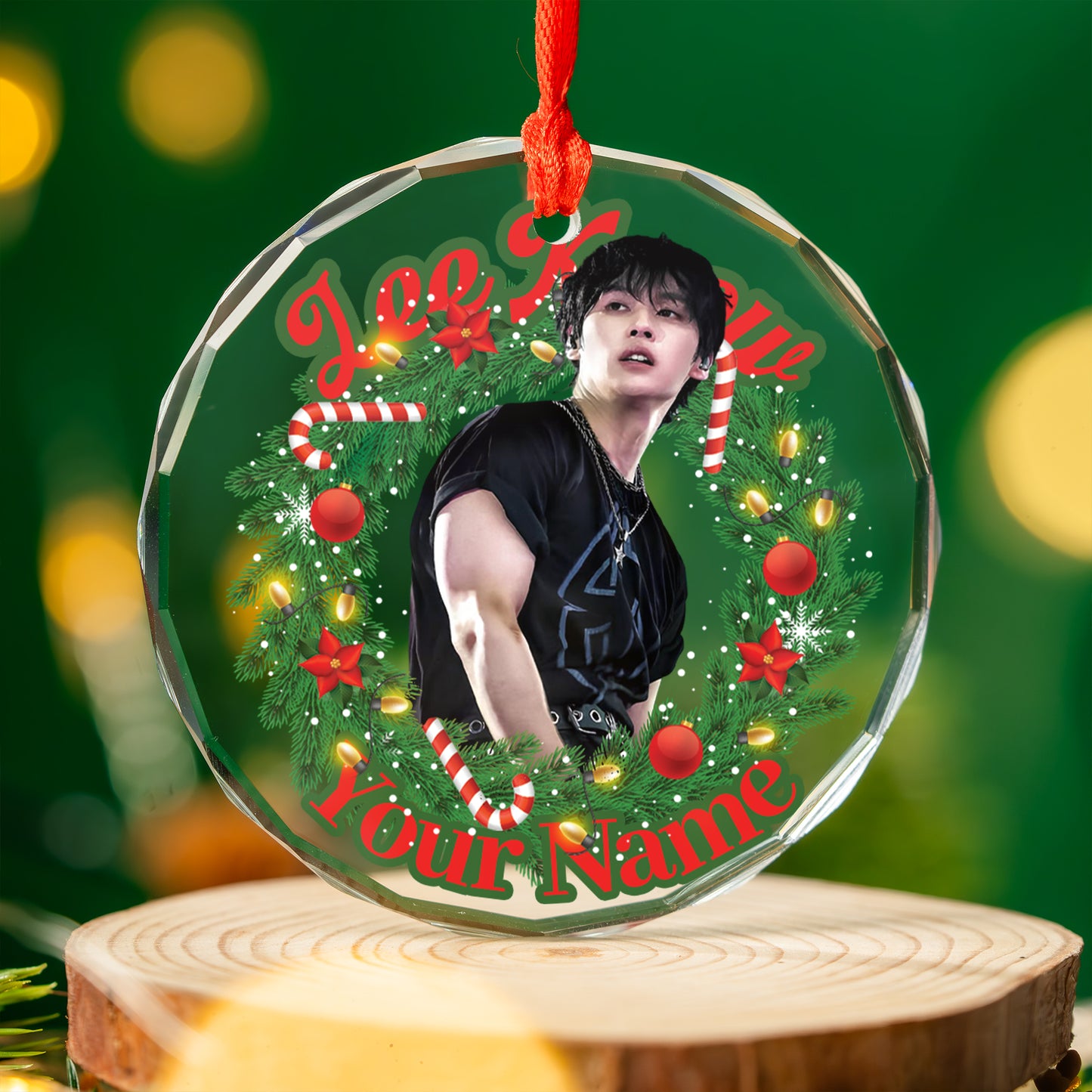 Personalized Lee Know Ornament, Custom Stray Kids Christmas Decor