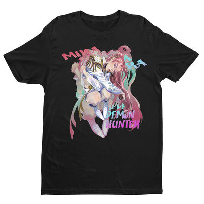 Demon Hunter Anime T-Shirt – Aesthetic Warrior Girl Graphic Tee, Vaporwave Art Style, Unisex Streetwear Shirt