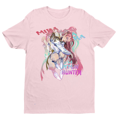 Demon Hunter Anime T-Shirt – Aesthetic Warrior Girl Graphic Tee, Vaporwave Art Style, Unisex Streetwear Shirt