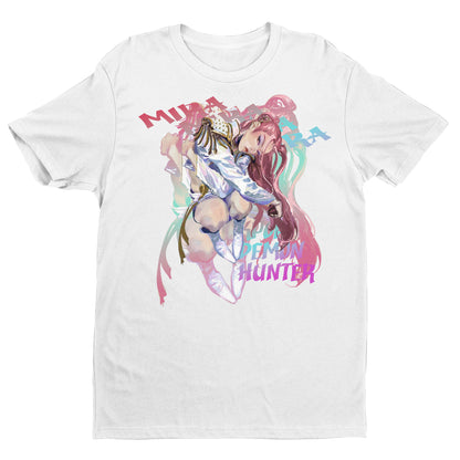 Demon Hunter Anime T-Shirt – Aesthetic Warrior Girl Graphic Tee, Vaporwave Art Style, Unisex Streetwear Shirt