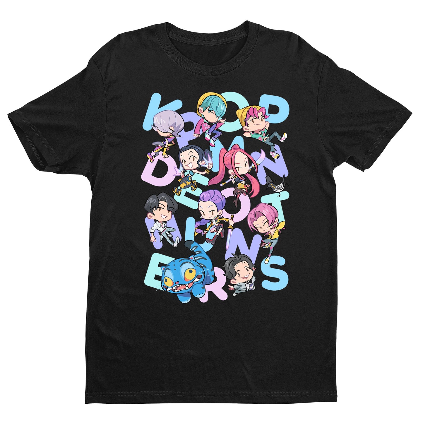 KPOP DEN HUNTRIX Graphic T-Shirt – Chibi Style Unisex Kawaii Tee
