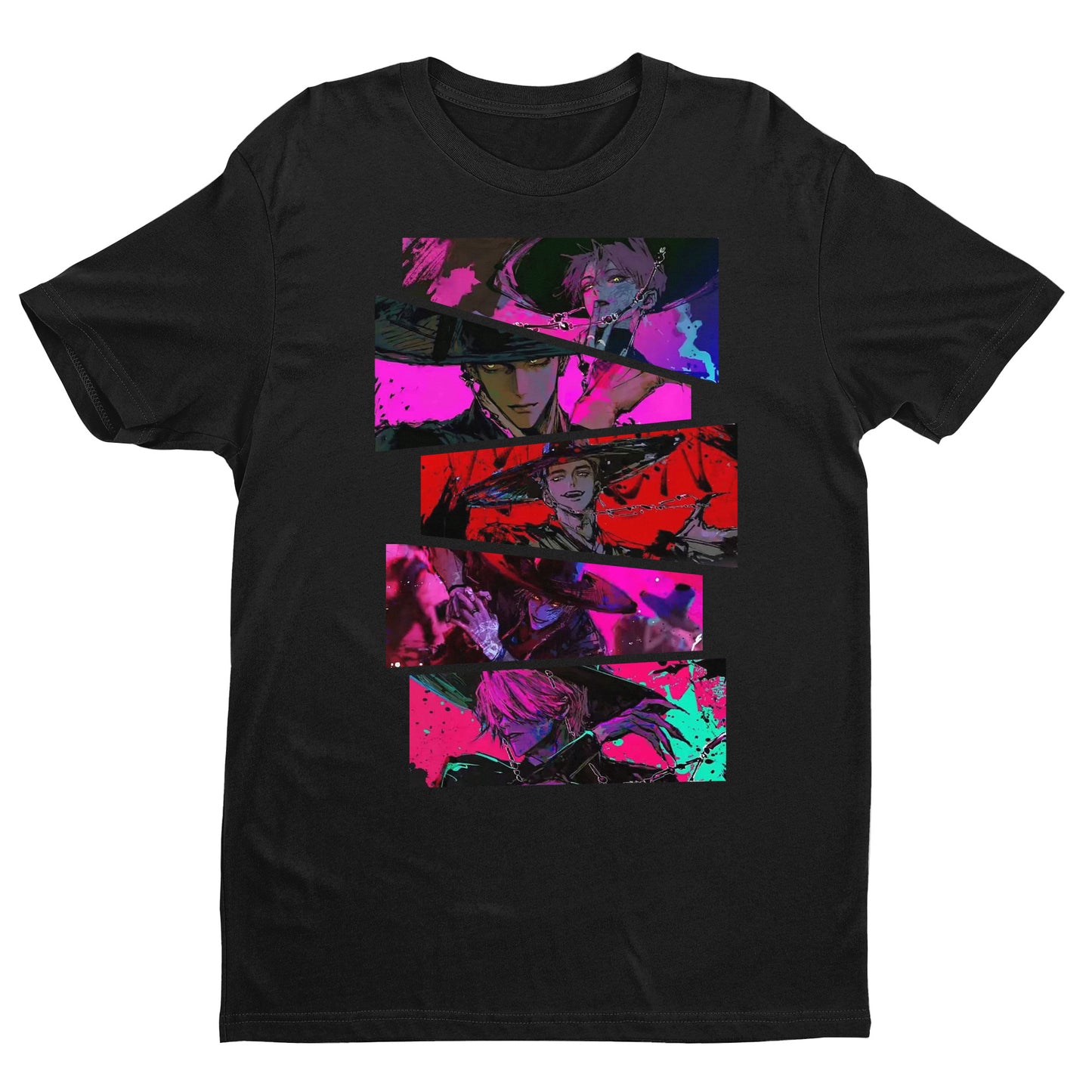 HUNTRIX K-Pop Anime Samurai Shirt – Neon Retro Style Graphic Tee – Unisex Streetwear T-Shirt