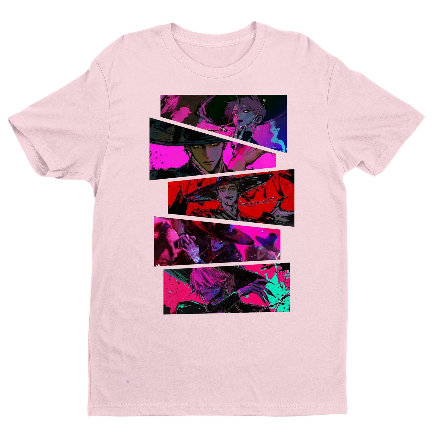 HUNTRIX K-Pop Anime Samurai Shirt – Neon Retro Style Graphic Tee – Unisex Streetwear T-Shirt