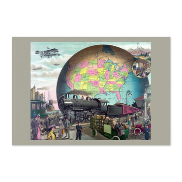 20th Century Transportation Plane and Train poster print