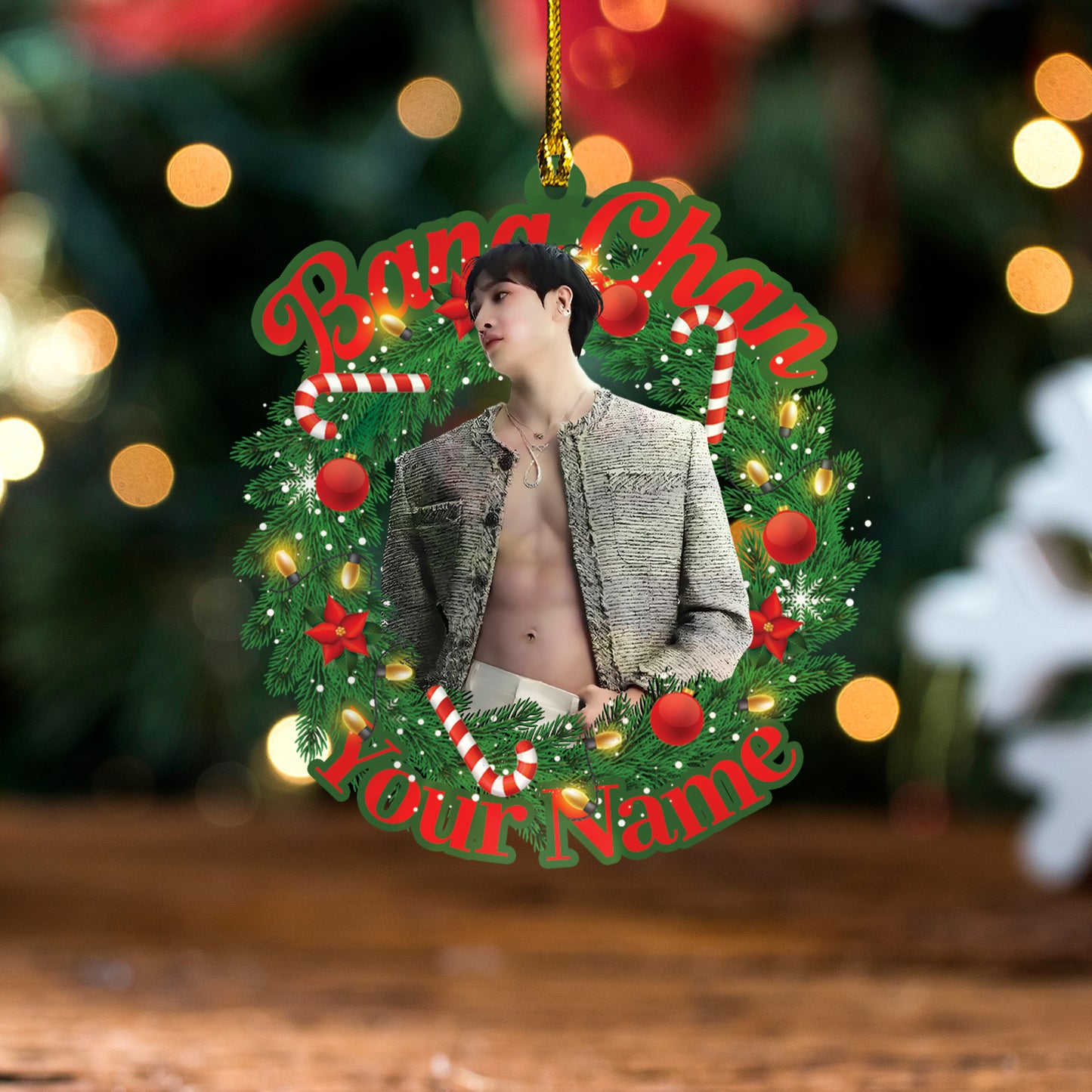 Personalized Bang Chan Ornament, KPOP Ornament, Stray Kids Keepsake