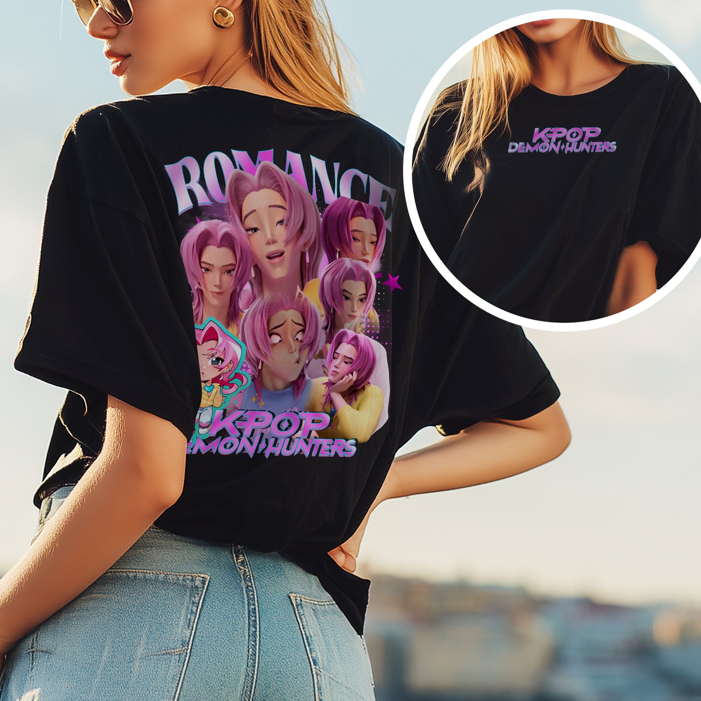 KPOP Demon Hunters Graphic Tee – Romance Anime-Inspired T-Shirt for Fans