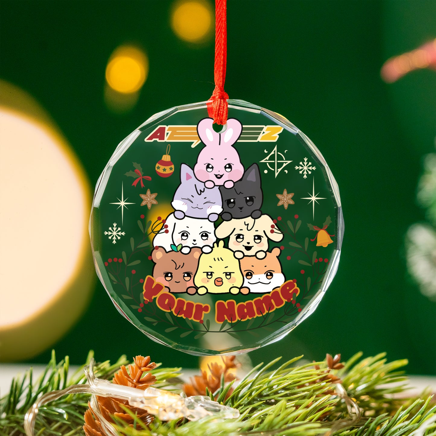 Personalized Cute Aniteez Ornament, Custom KPOP Christmas Ornament Decor