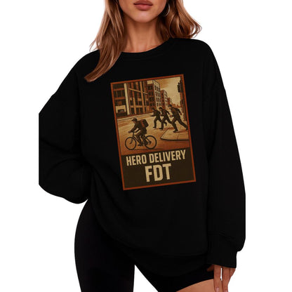 Hero Delivery FDT Sweatshirt – Retro Graphic Pullover – Funny Streetwear Unisex Crewneck