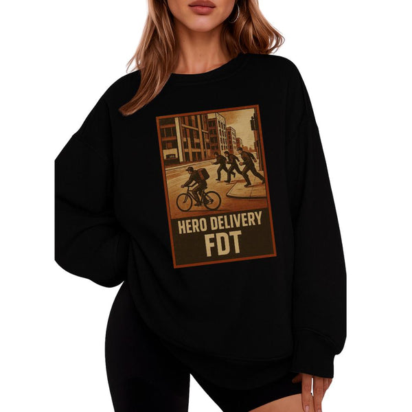 Hero Delivery FDT Sweatshirt – Retro Graphic Pullover – Funny Streetwear Unisex Crewneck