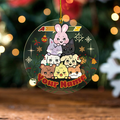 Personalized Cute Aniteez Ornament, Custom KPOP Christmas Ornament Decor