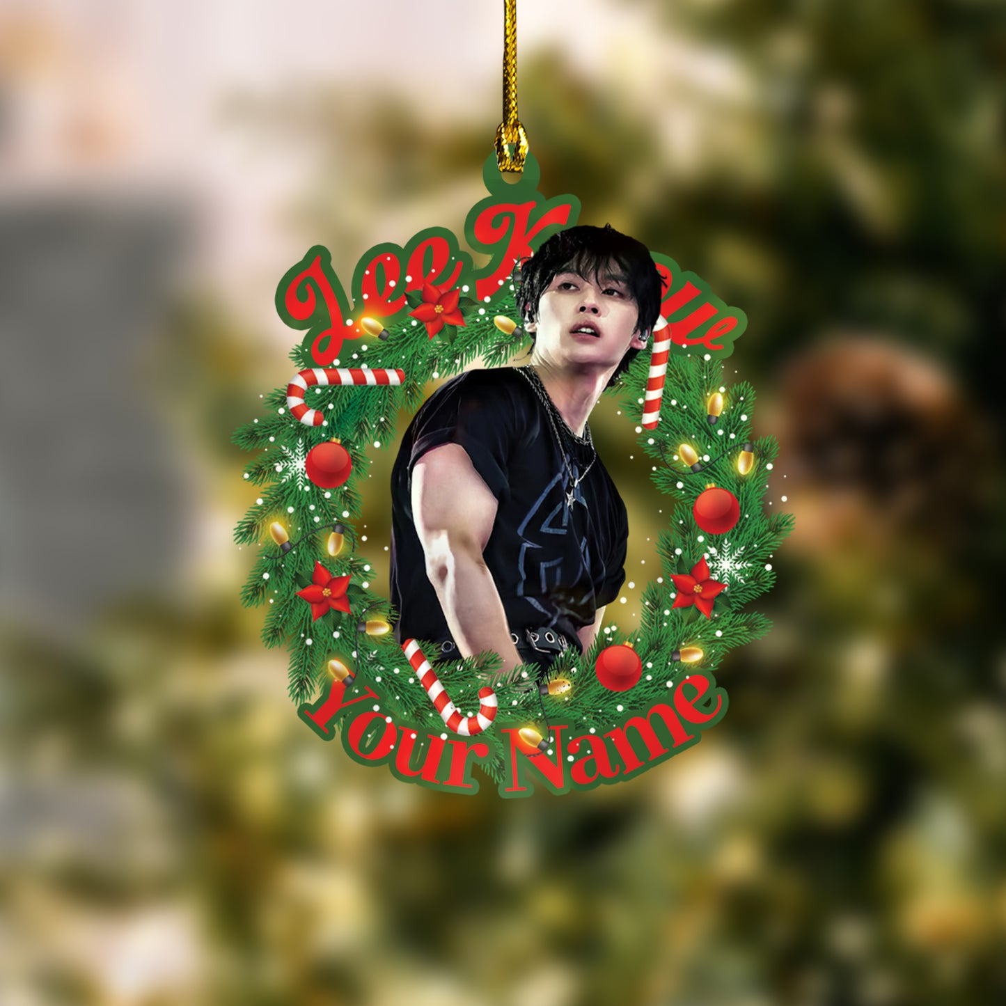Personalized Lee Know Ornament, Custom Stray Kids Christmas Decor