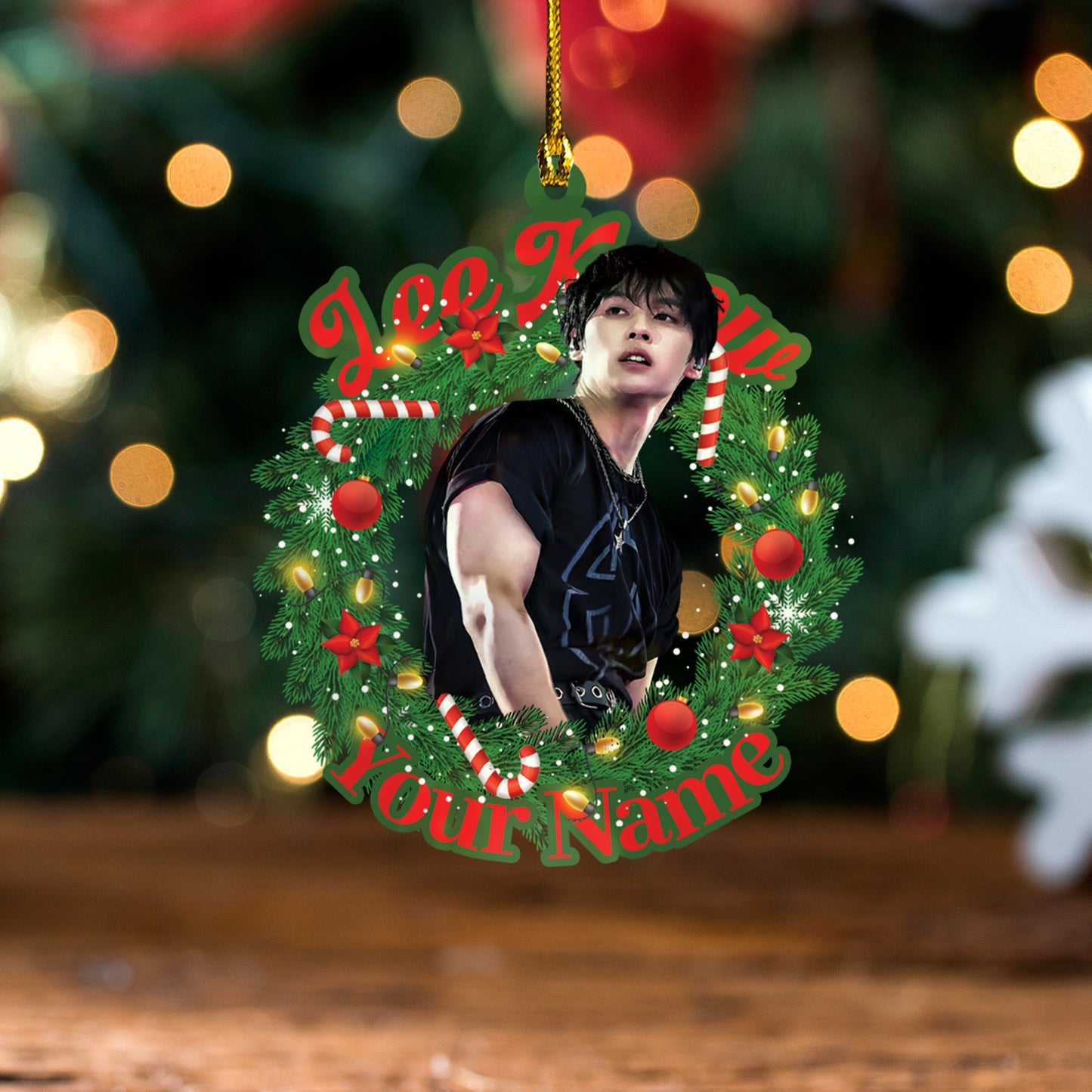 Personalized Lee Know Ornament, Custom Stray Kids Christmas Decor