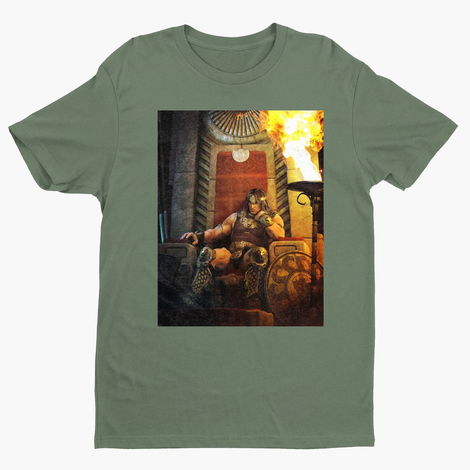 Age of Conan King Conan of Aquilonia tee — green unisex t-shirt, front view