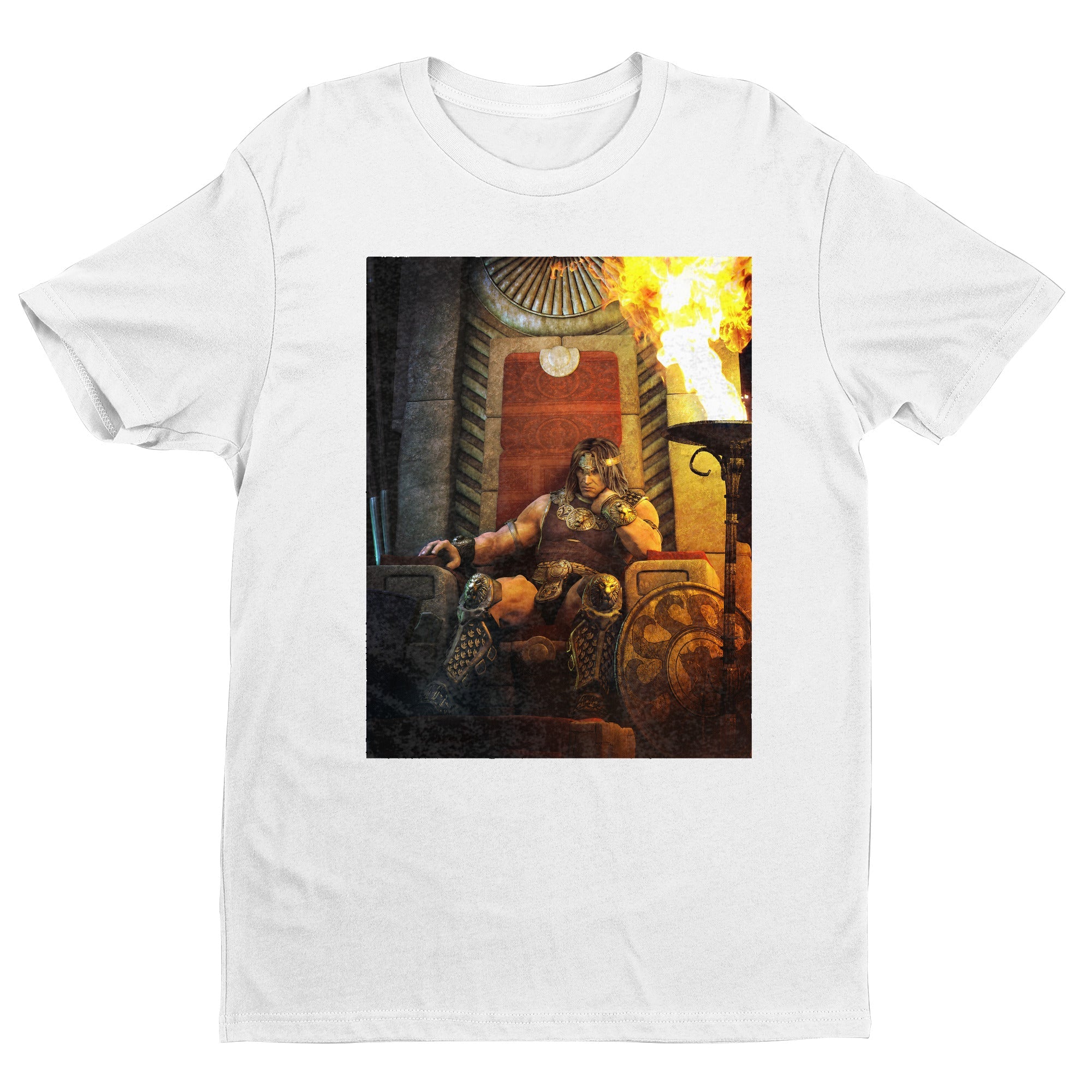 Age of Conan King Conan of Aquilonia tee — white unisex t-shirt, front view