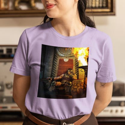 Age of Conan King Conan of Aquilonia tee worn by a model, violet